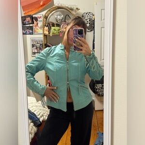 Vintage Scully Women's Teal Leather Jacket